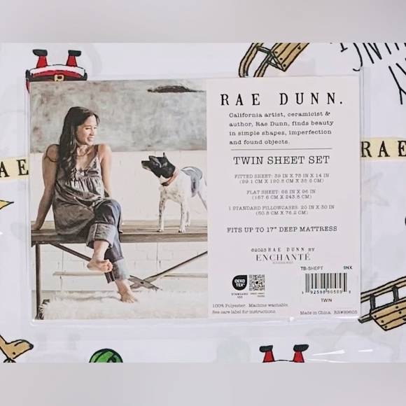 Rae Dunn Christmas Holiday Merry Everything Sheet Set - Twin - Picture 4 of 5
